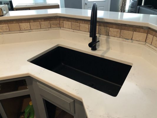 The countertop and new sink they installed