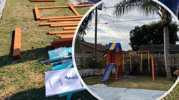 A customer needed a professional handyman to assemble a backyard playset.