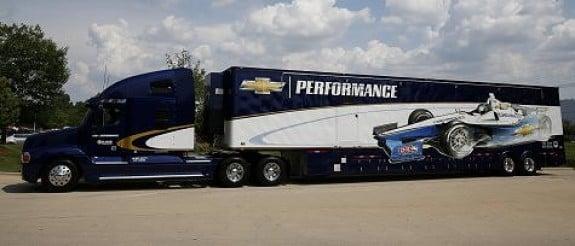 Custom painted tractor and trailer for Chevrolet Indy Racing.