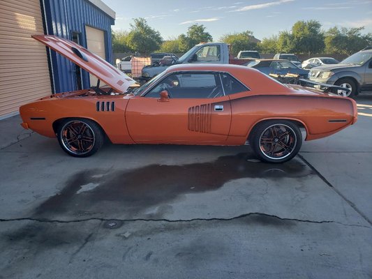 71 Cuda in our shop- pretty nice ride!