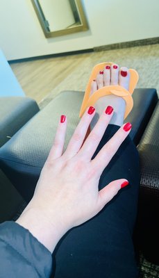 Gel mani and deluxe pedicure