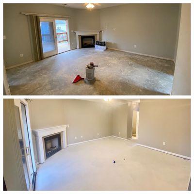 Living room, before and after pics.