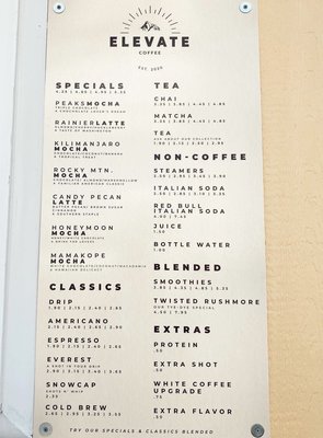 Drink menu