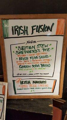 St Patty's inspired menu!