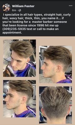 Men's long hair haircut, classic fade, and taper