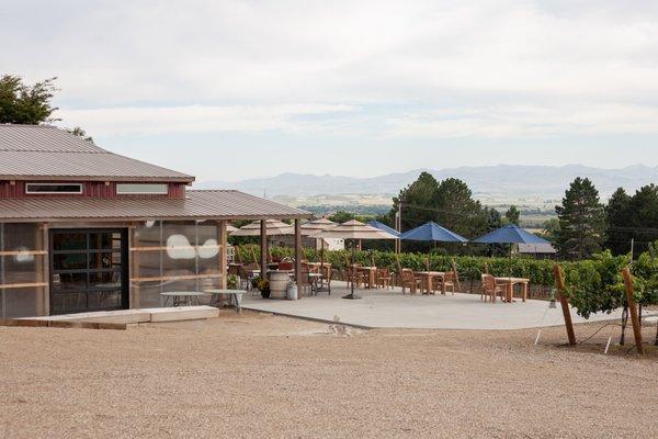 Famici Wine Co. - Large open patio, with views of the vineyard and the Owyhee Mountains!