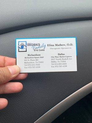 Business card - Dr Elina Mathew