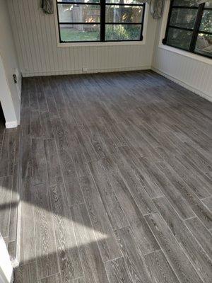 New tile floor added to this florida room.