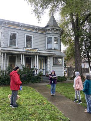 In front of one of the homes on the tour and Connie our tour guide.