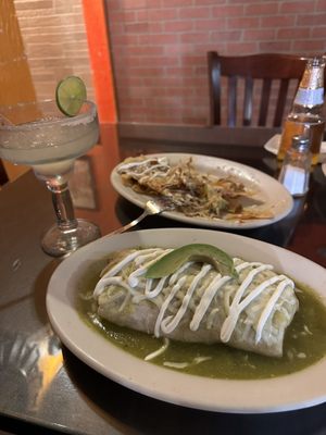 Wet burrito with green saice