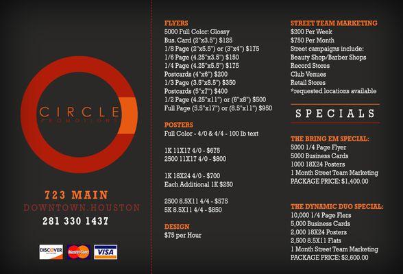 Circle Promotions Printed Marketing Prices & Distribution Rates