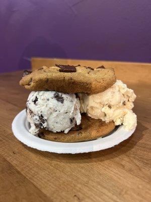 Cookie dough Ice Cream on a Deluxe Cookie