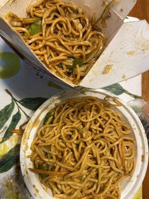 vegetable lo mien & cold sesame noodles