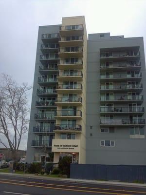 The building, from lake shore