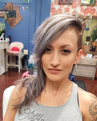 Grey and blonde under cut.