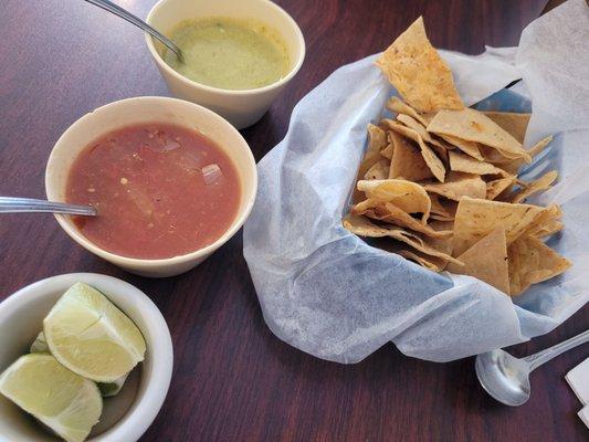 Crunchy chips and two tasty salsas!