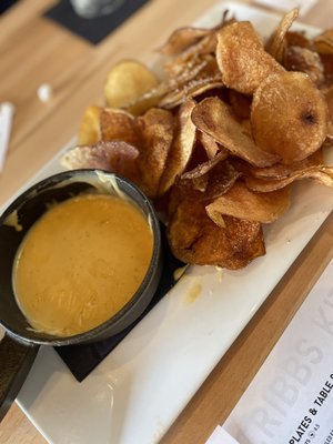 Pimento cheese dip with homemade chips