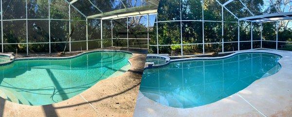 BEFORE & AFTER - Pool Deck & Screen Cleaning