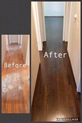 Hardwood floor refinishing.