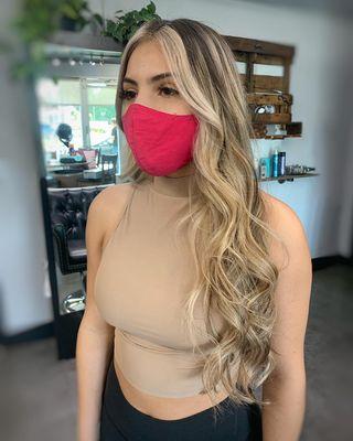 Blonde balayage with Face framing highlights