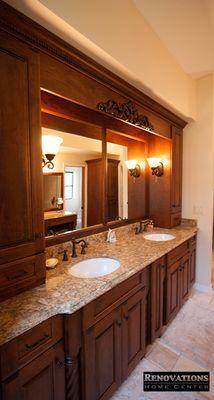 We recently completed a complete bathroom remodel for our client in Palm Harbor using Schlabach Wood Design custom cabinets