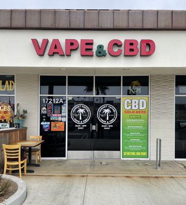 New Sign still Sunset Vapor offering a large assortment of VAPE products, CBD, and Delta 8.