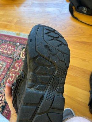 Worn tread after a year of abuse