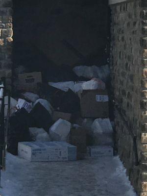 Unsanitary, horrid smelling Garbage stacked 6ft high and deep is a common occurrence. 10ft from tenants Bldg.