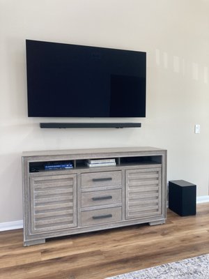 Wire free TV and sound bar install.