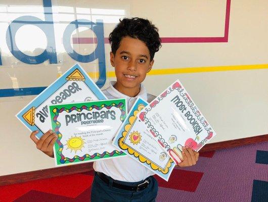 Lower School student has big success in Principal's Reading Pals program.