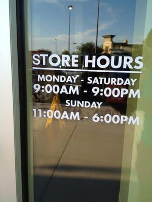 Hours... Mon-Sat 9a-9p: