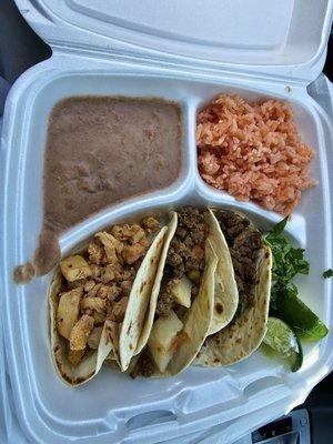 Taco plate (steak, ground beef, chicken)