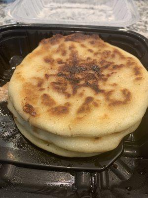 Pupusa Revueltas (pork, bean, and cheese pupusas), $11