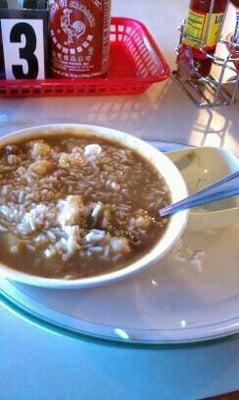 Seafood gumbo with catfish! Not to bad.