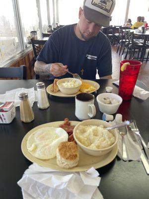 My son, Bert and I having a nice breakfast together.