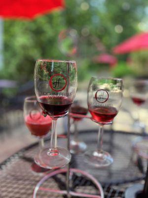 Wine flight, with one being a slushy!