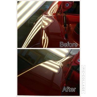 Before and After of a Hell Cat quarter panel