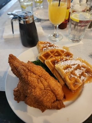 Fried catfish & Hennessy caramel waffles