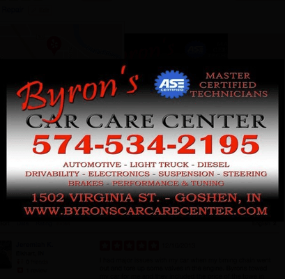 Home of the best warranty in the area! 3 years or 36,000 mile parts and labor warranty on all repairs.  Excludes tires & brakes.