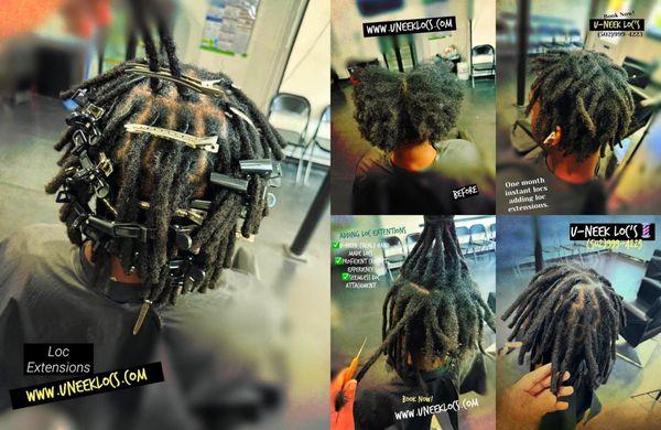 Instant locs adding real handmade loc extensions.