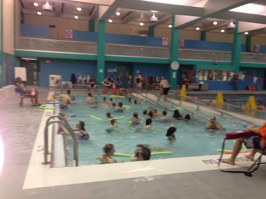 Family swim in the smaller of the two pools