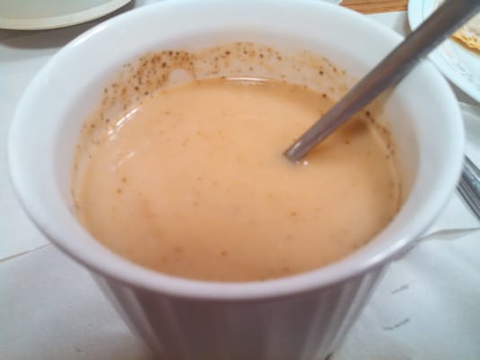 Potato and leek soup because the roof is 'leeking'.