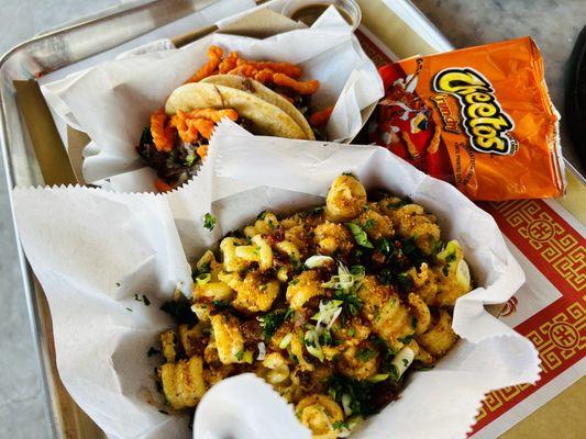 Short ribs tacos & Leo's mac & cheese from Last Call Diner @ Happy's. Both were amazing!