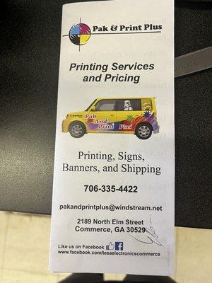 Printing Services, banners and shipping