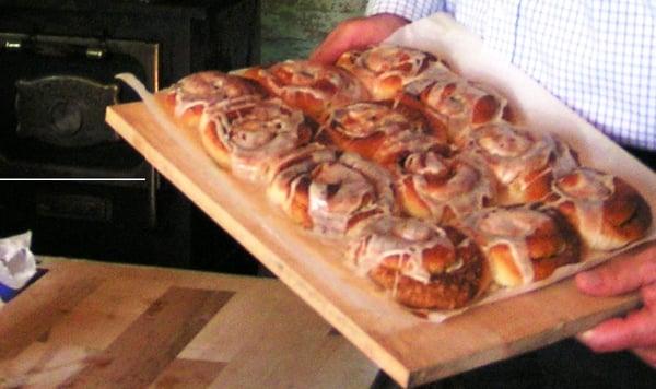 Old Victoria's cinnamon rolls, baked fresh from scratch in the old-fashioned woodstoves, are a big hit at special events!