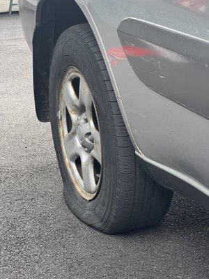 my flat tire only 2 hours AFTER my visit