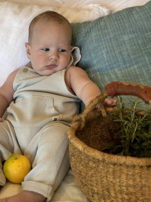 Baby helped me pick herbs