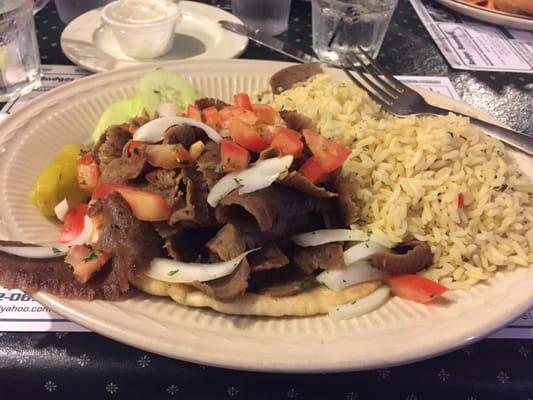 Gyros plate with the rice pilaf YUMS!