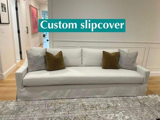 Custom linen slipcover