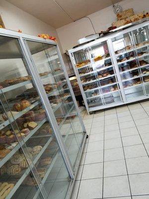 Racks of fresh bread